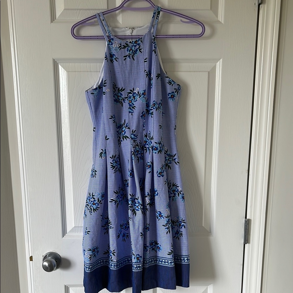 Guess Blue and White Patterned Dress
